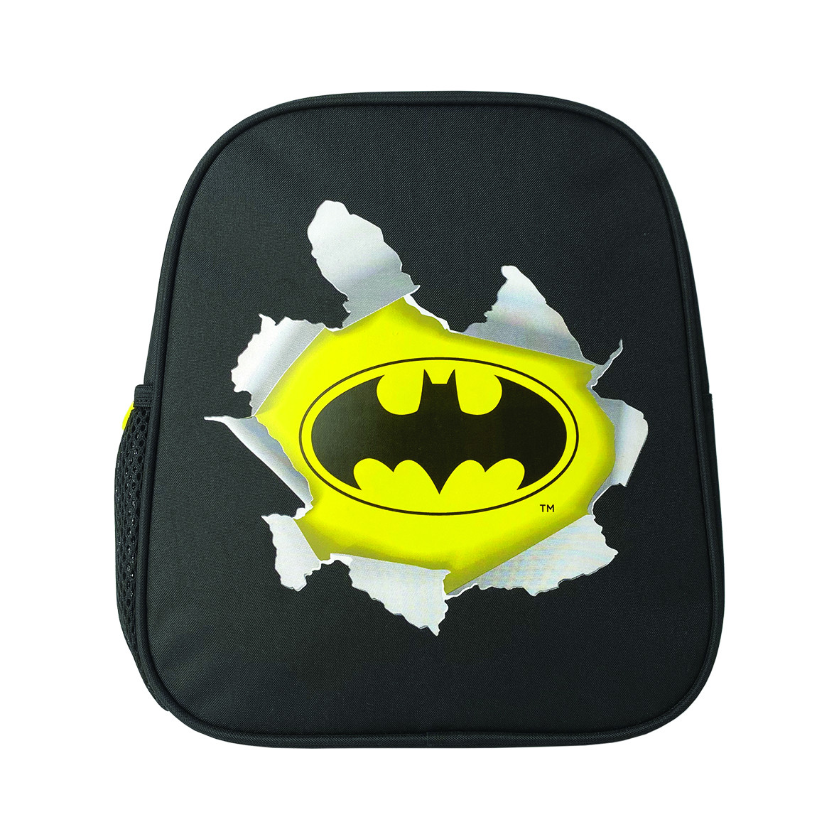 Ghiozdan gradinita, mini Batman, compartiment spatios cu fermoar, negru, 28 x 24 x 9 cm - imagine 3